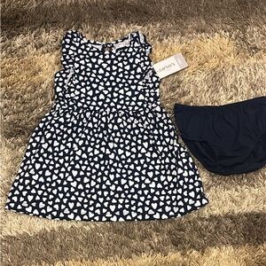 NEW WITH TAGS!! Baby Girls Carters Jersey Dress - 18 Months - Navy Blue Hearts